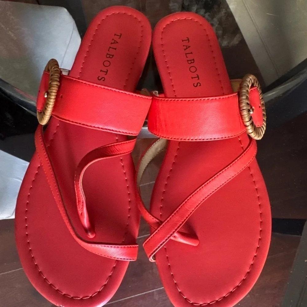 Talbots Vibrant Pink Sandals with Gold Accent